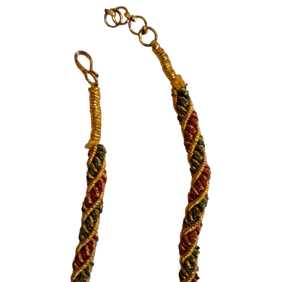 Heavy elaborate multicolor chain and earring set with case - Picture 2 of 5